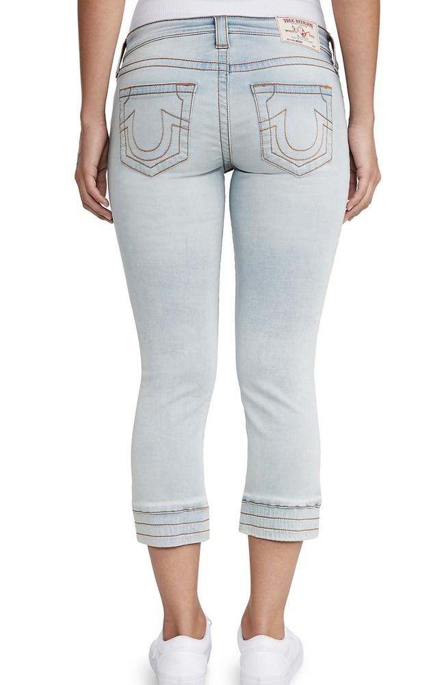 NWT TRUE RELIGION WOMENS DESTROYED JOGGER CAPRI JEAN - Picture 4 of 4
